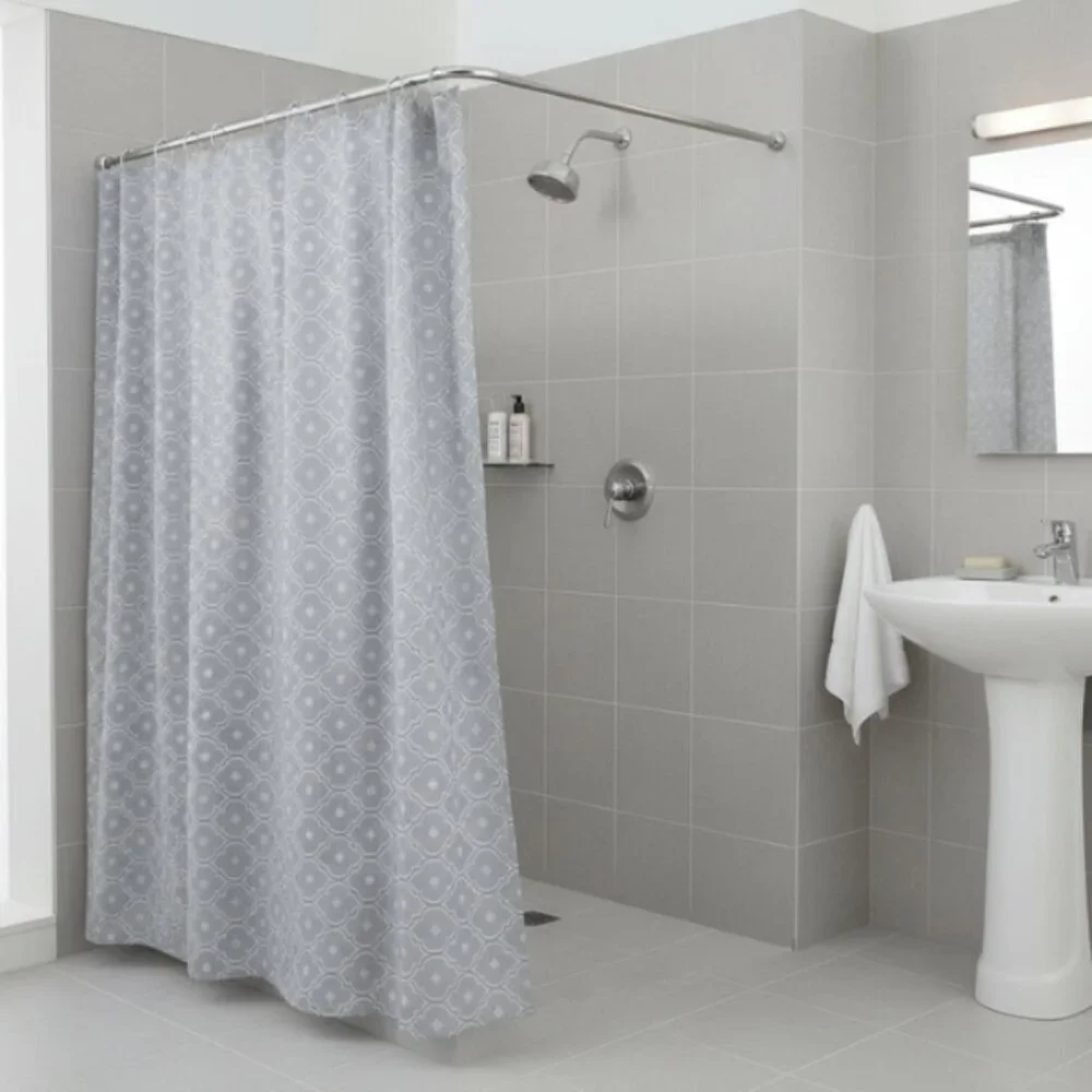 Comfort Bay 13 Pc Shower Liner Set Gray Color Block 72x72 PEVA w/ 12 Hooks